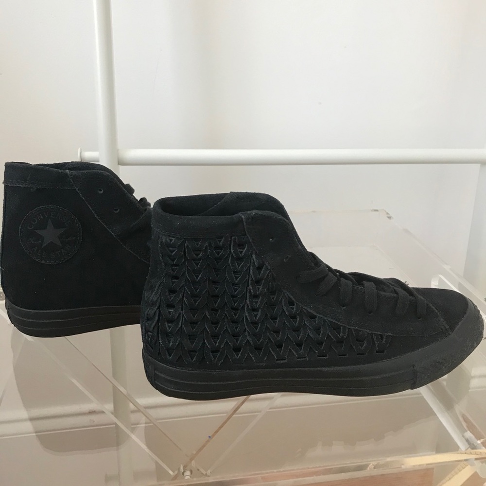NEW! Converse High Tops - Black Suede Crochet